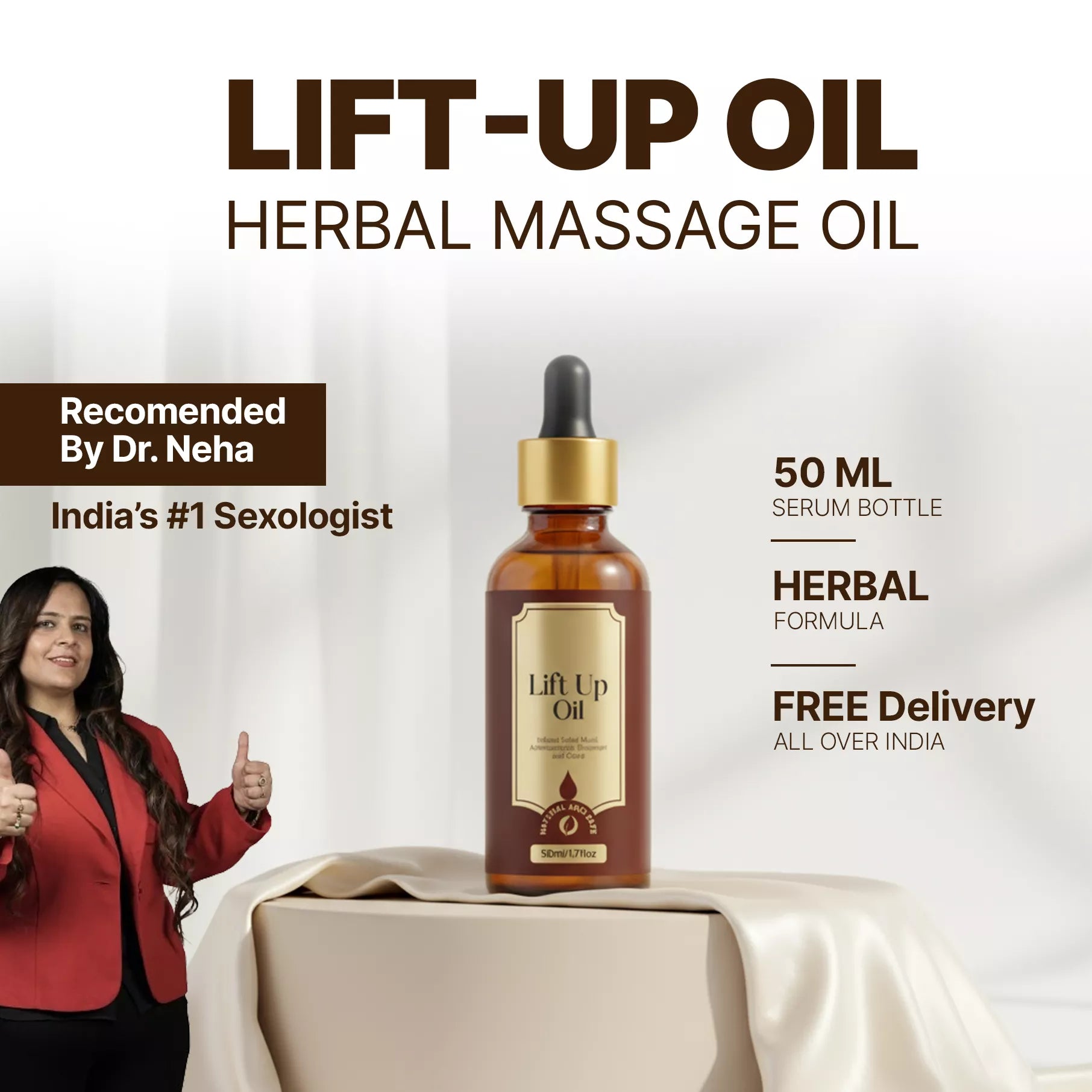 Lift Up Oil For Men - Massage Oil For S3X & Power - Ashwagandha & Shilajit (50ML)